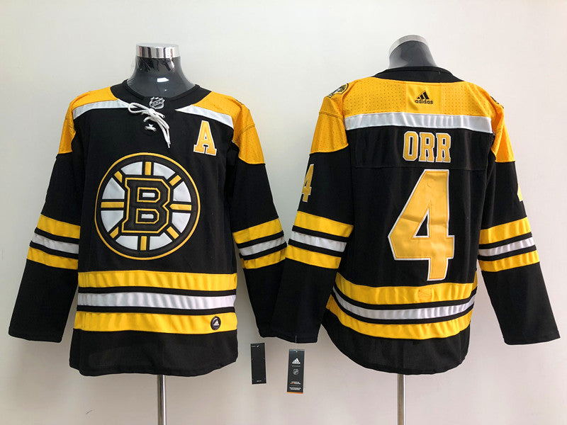 Men's Boston Bruins Bobby Orr #4 Black Replica Player Jersey