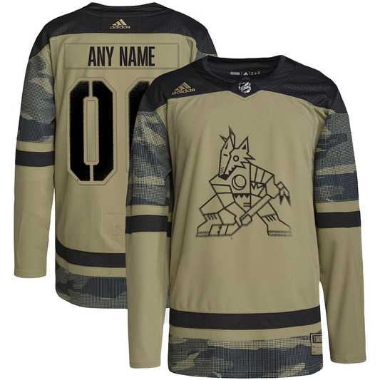 Men's Arizona Coyotes Camo Military Appreciation Team Authentic Custom Practice Jersey