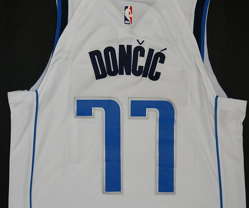 Men's Dallas Mavericks Luka Doncic #77 NBA White Replica Jersey