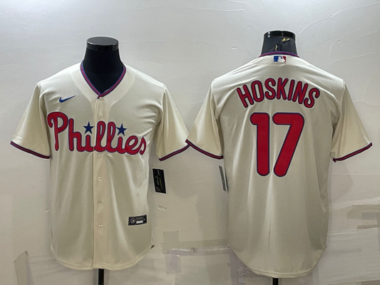 Men's Philadelphia Phillies Rhys Hoskins #17 Beige Replica Player Jersey