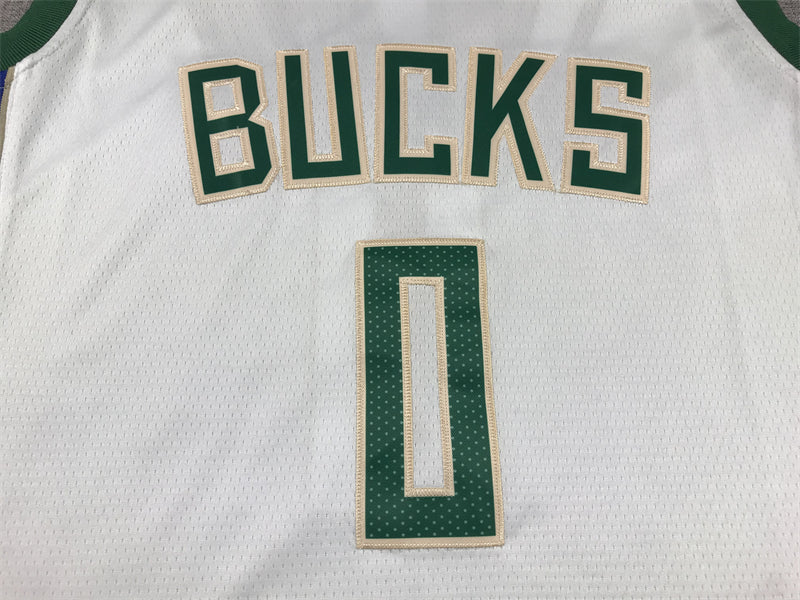 Men's Milwaukee Bucks Damian Lillard #0 White Fast Break Player Jersey - Association Edition