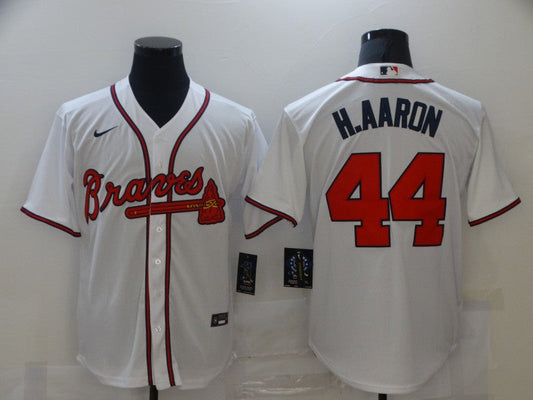 Men's Atlanta Braves Hank Aaron #44 White Replica Jersey