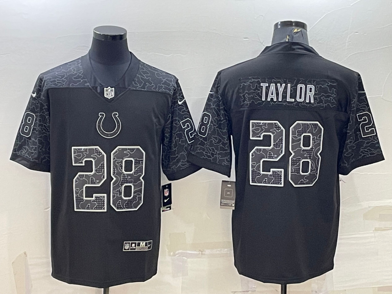 Men's Indianapolis Colts Jonathan Taylor #28 Black RFLCTV Limited Jersey