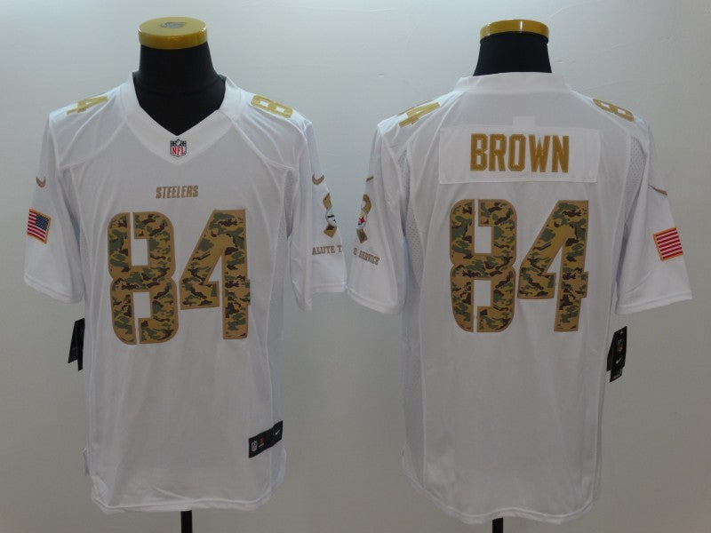 Men's Pittsburgh Steelers Antonio Brown #84 White Player Game Jersey