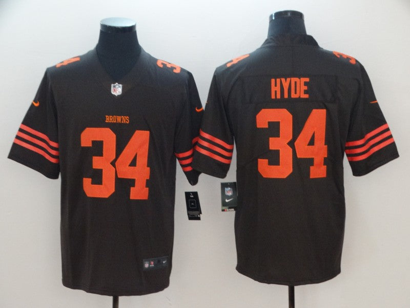 Men's Cleveland Browns Carlos Hyde Brown Game Player Jersey