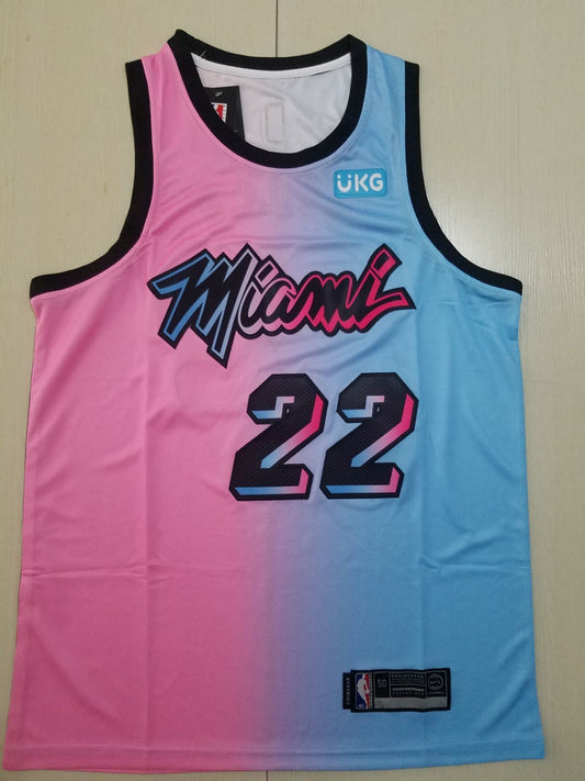 Men's Miami Heat Jimmy Butler #22 NBA Pink Blue Swingman Jersey - City Edition