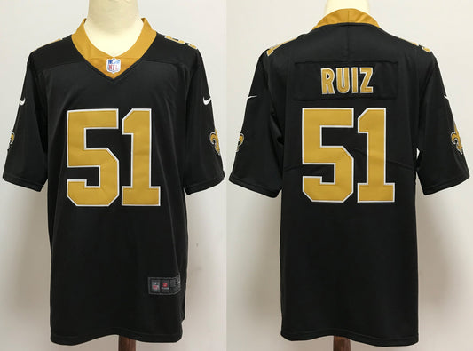 Men's New Orleans Saints Cesar Ruiz #51 Black Game Jersey