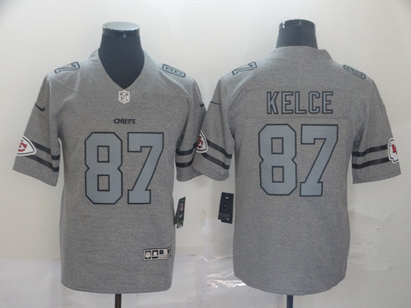 Men's Kansas City Chiefs Travis Kelce Player Jersey Gray