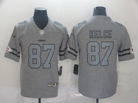 Men's Kansas City Chiefs Travis Kelce Player Jersey Gray