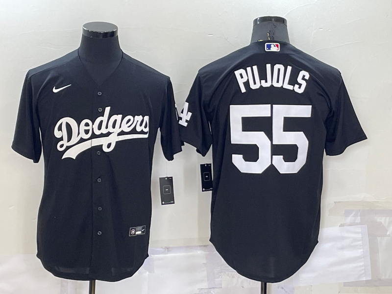 Men's Los Angeles Dodgers Albert Pujols #55 Black Replica Baseball Jersey