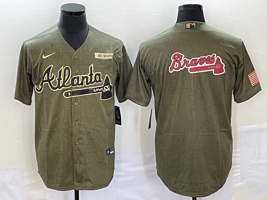 Men's Atlanta Braves Olive Salute To Service Limited Jersey