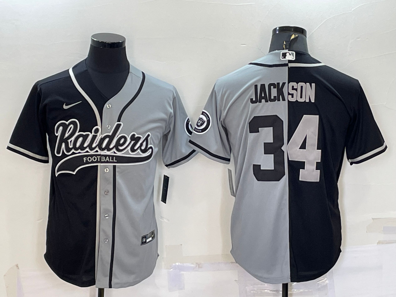 Men's Las Vegas Raiders Bo Jackson #34 Black/Gray Game Jersey Joint Edition