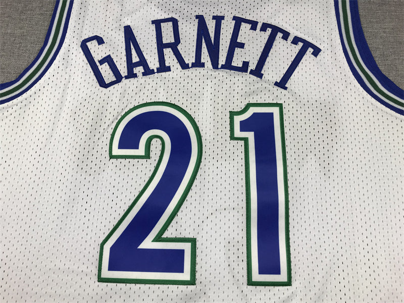 Men's Minnesota Timberwolves Kevin Garnett #21 White Hardwood Classics Swingman Jersey