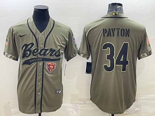 Men's Chicago Bears Walter Payton #34 Olive 2022 Salute To Service Limited Jersey Joint Edition