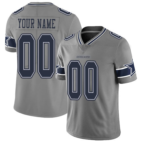 Custom Dallas Cowboys Football Jerseys Customized Gray Stitched Limited Inverted Legend Jersey