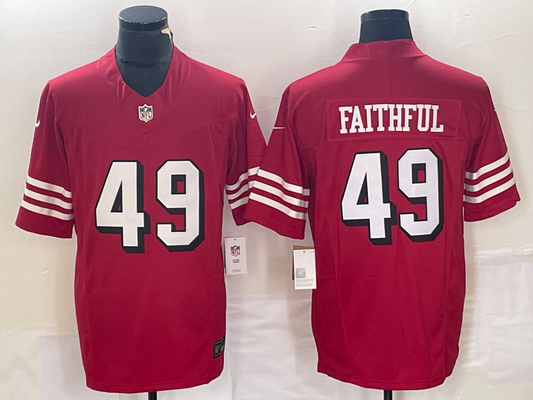 Men's San Francisco 49ers The Faithful #49 Red Gamer Player Jersey