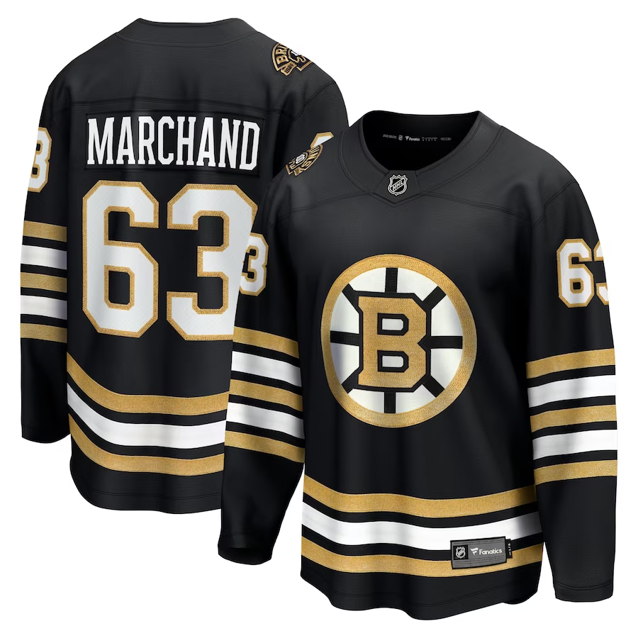 Men's Boston Bruins Brad Marchand #63 Black Replica Player Jersey