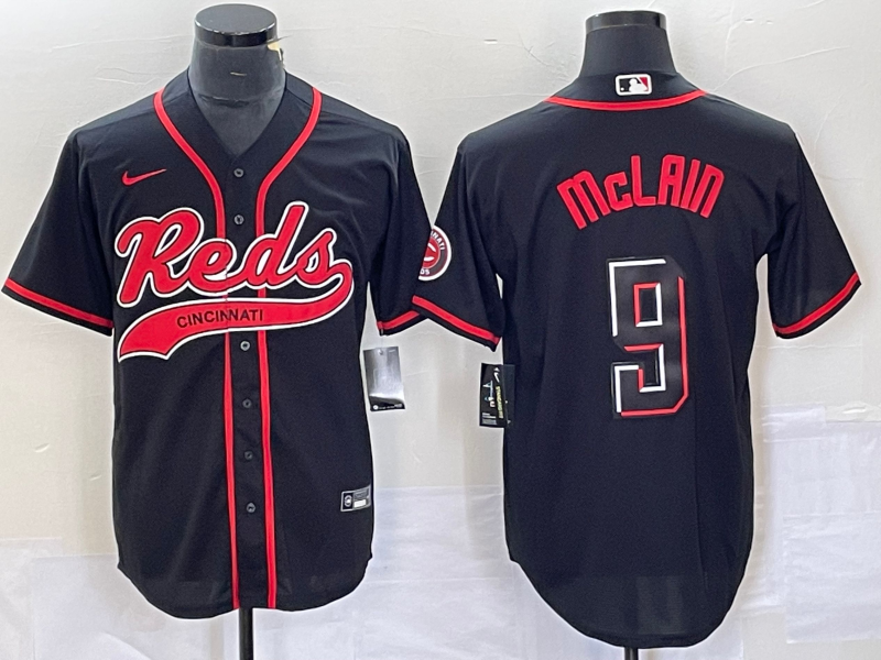 Men's Cincinnati Reds Matt McLain #9 Black Replica Player Jersey Joint Edition