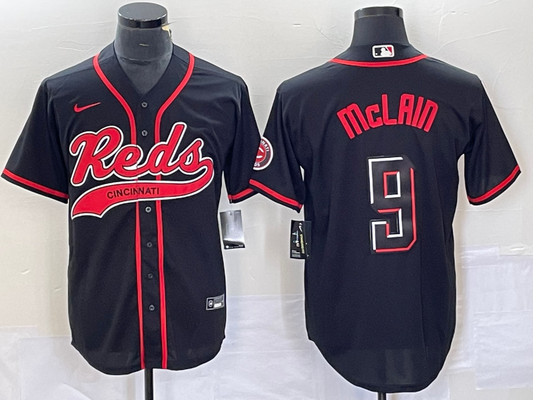 Men's Cincinnati Reds Matt McLain #9 Black Replica Player Jersey Joint Edition