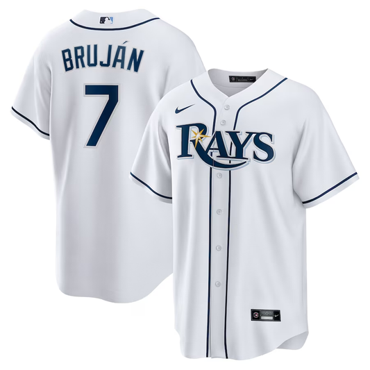 Men's Tampa Bay Rays Vidal Brujan #7 White Home Replica Player Jersey