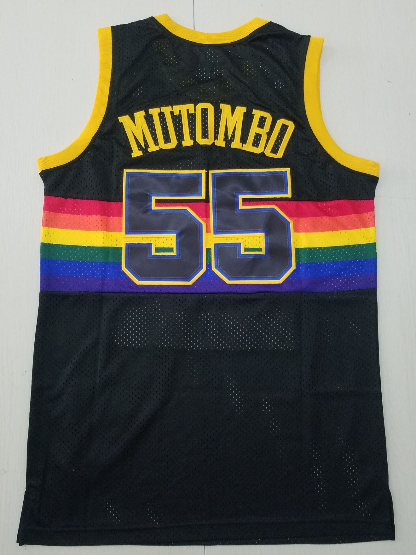 Men's Denver Nuggets Dikembe Mutombo 1991-92 Black Hardwood Classics Swingman Jersey