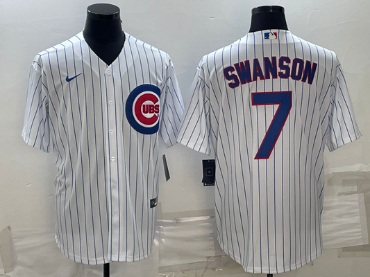 Men's Chicago Cubs Dansby Swanson White Home Replica Player Jersey