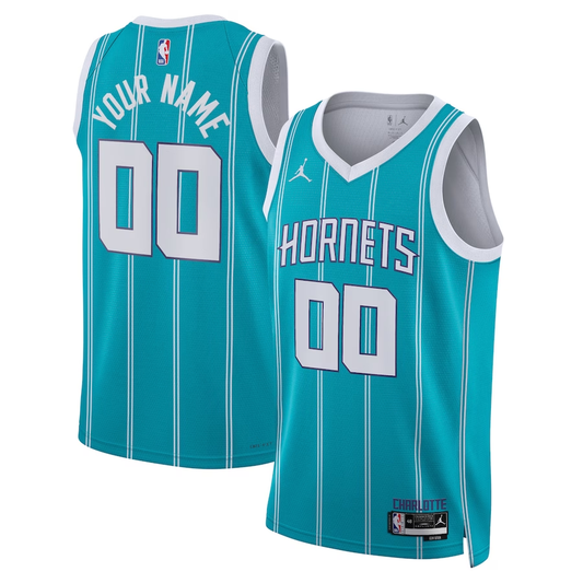 Men's Charlotte Hornets Teal Swingman Custom Jersey - Icon Edition