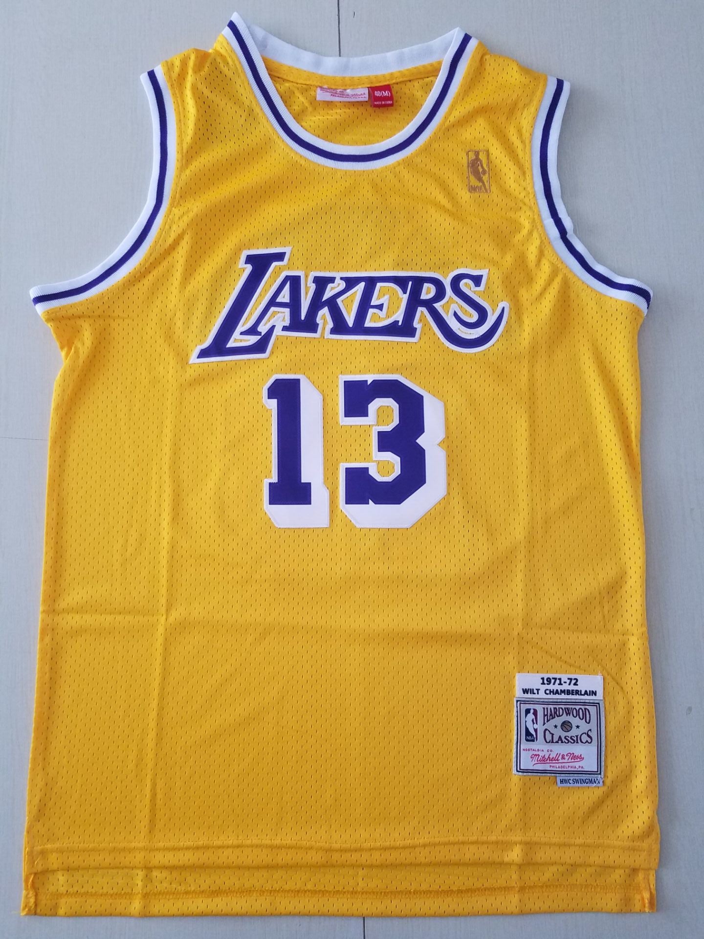 Men's Los Angeles Lakers Wilt Chamberlain #13 Yellow Classics Swingman Jersey