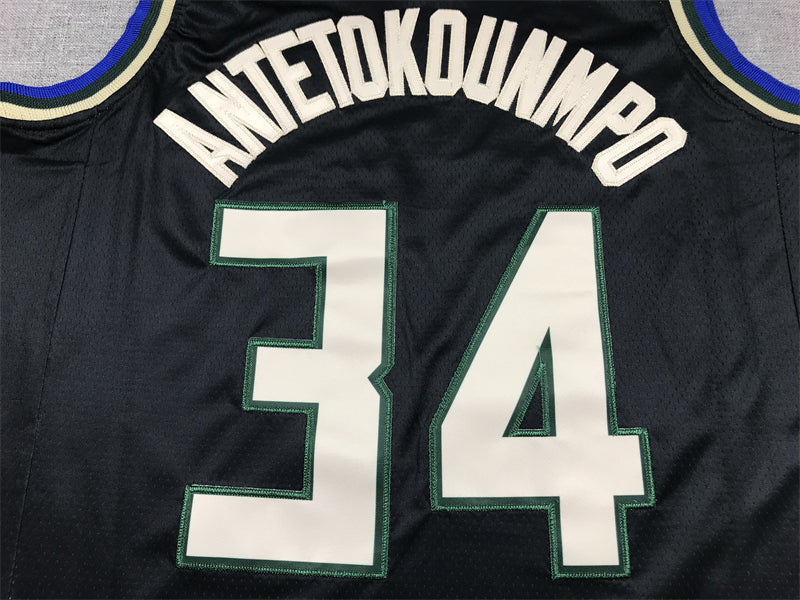 Men's Milwaukee Bucks Giannis Antetokounmpo #34 Black Swingman Jersey - Statement Edition