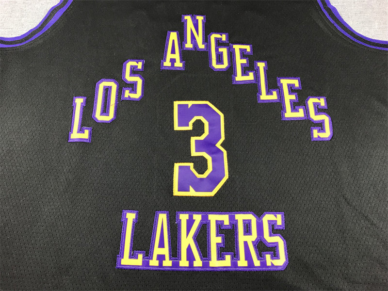 Men's Los Angeles Lakers Anthony Davis #3 Black 2023/24 Swingman Jersey - City Edition