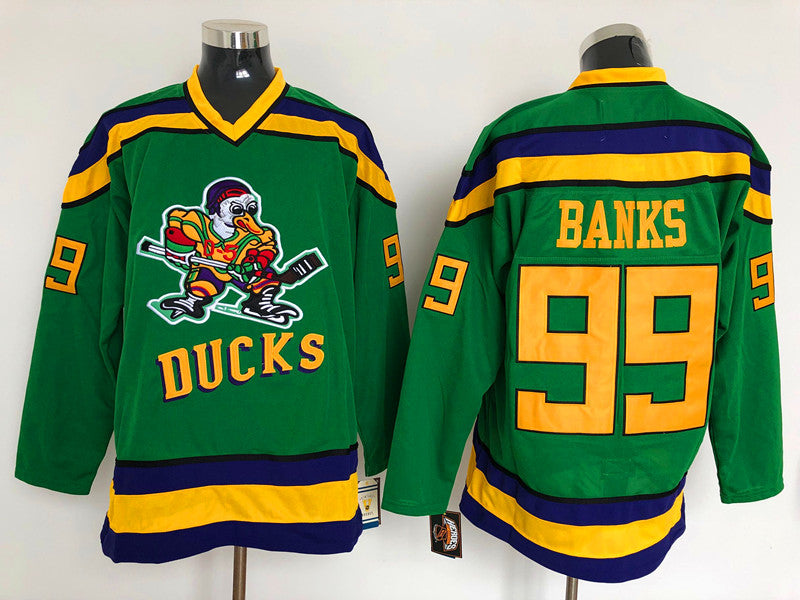 Men's Anaheim Ducks Adam Banks #99 Green Breakaway Player Jersey