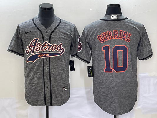 Men's Houston Astros Yuli Gurriel #10 Gray Replica Team Jersey Joint Edition