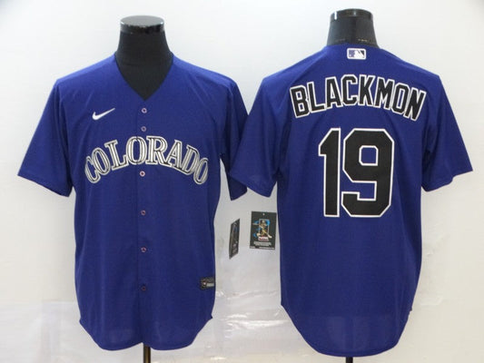 Men's Colorado Rockies Charlie Blackmon #19 Purple Replica Baseball Jersey