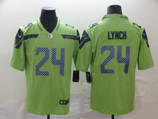 Mens Seattle Seahawks #24 Marshawn Lynch Green Jersey