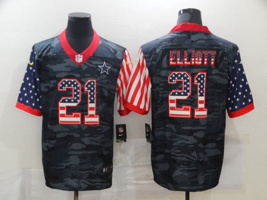 Men's Dallas Cowboys Ezekiel Elliott #21 Gray Camouflage Game Player Jersey