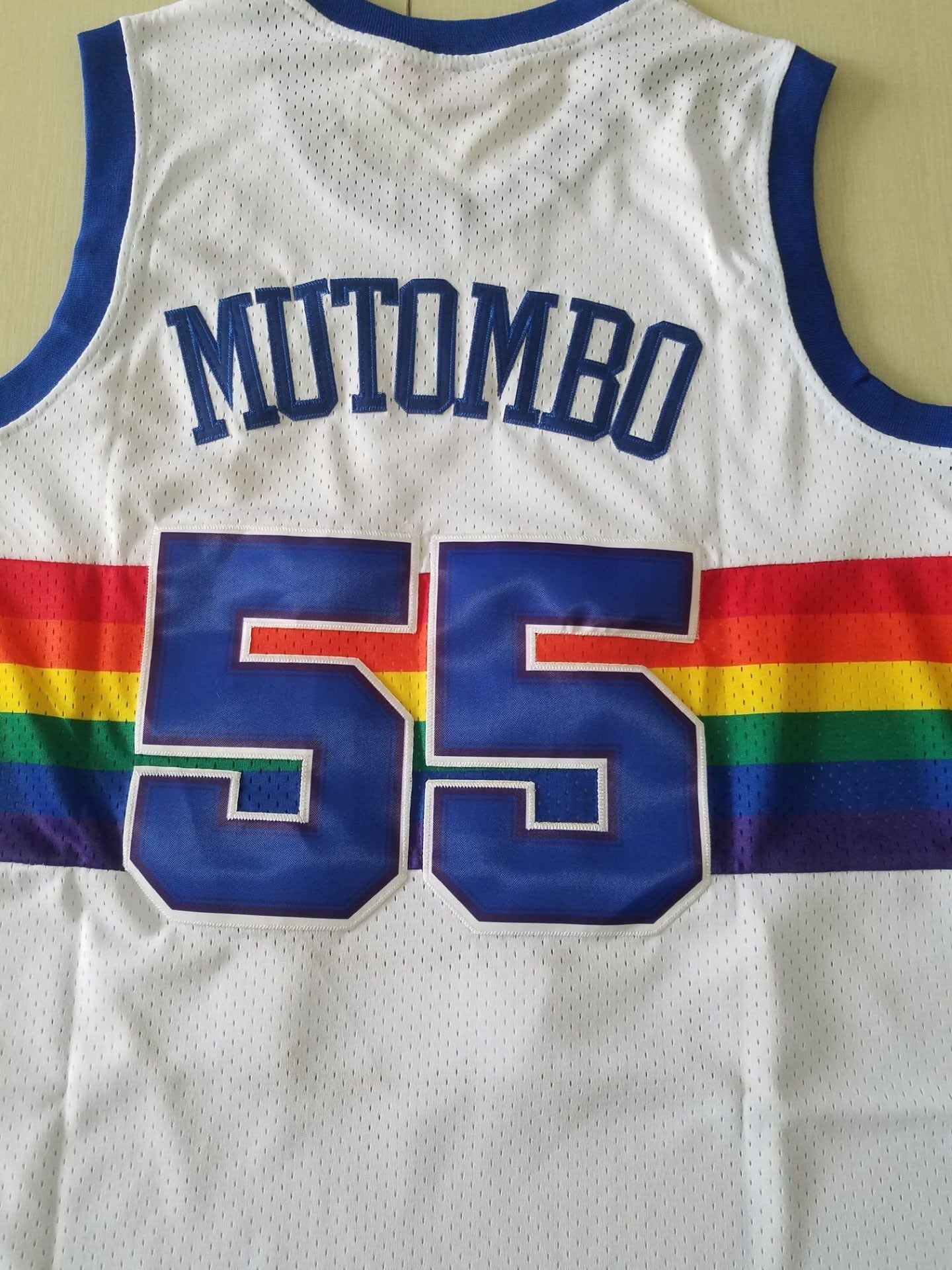 Men's Denver Nuggets Dikembe Mutombo 1991-92 White Hardwood Classics Swingman Jersey