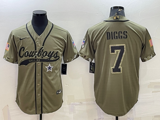 Men's Dallas Cowboys Trevon Diggs #7 Olive 2022 Salute To Service Limited Jersey Joint Edition