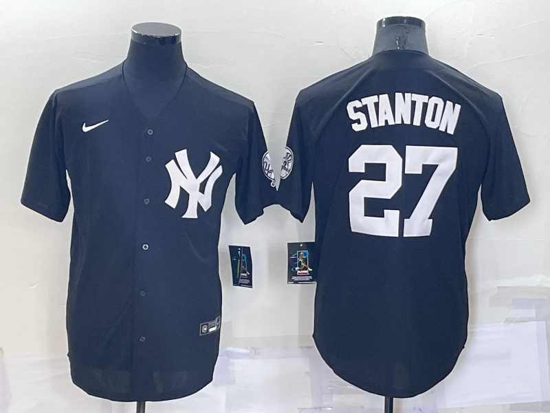 Men's New York Yankees Giancarlo Stanton #27 Black Replica Baseball Jersey