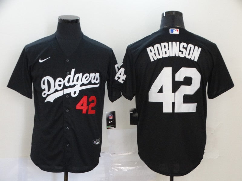 Men's Los Angeles Dodgers Jackie Robinson #42 Black Stitched Jersey