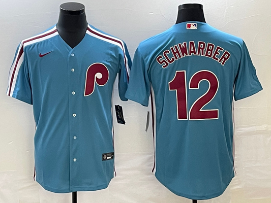 Men's Philadelphia Phillies Kyle Schwarber #12 Blue Replica Player Jersey