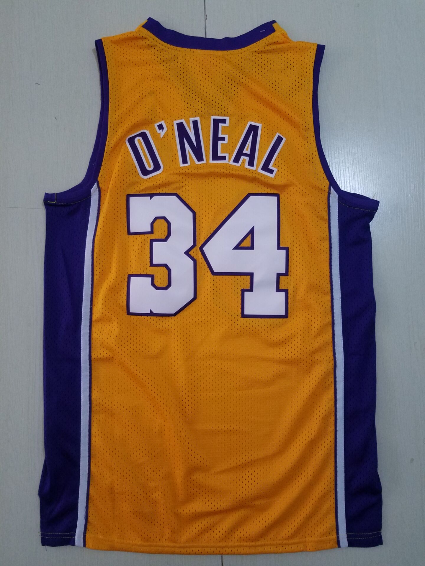 Men's Los Angeles Lakers Shaquille O'Neal #34 Yellow 1999-00 Classics Jersey