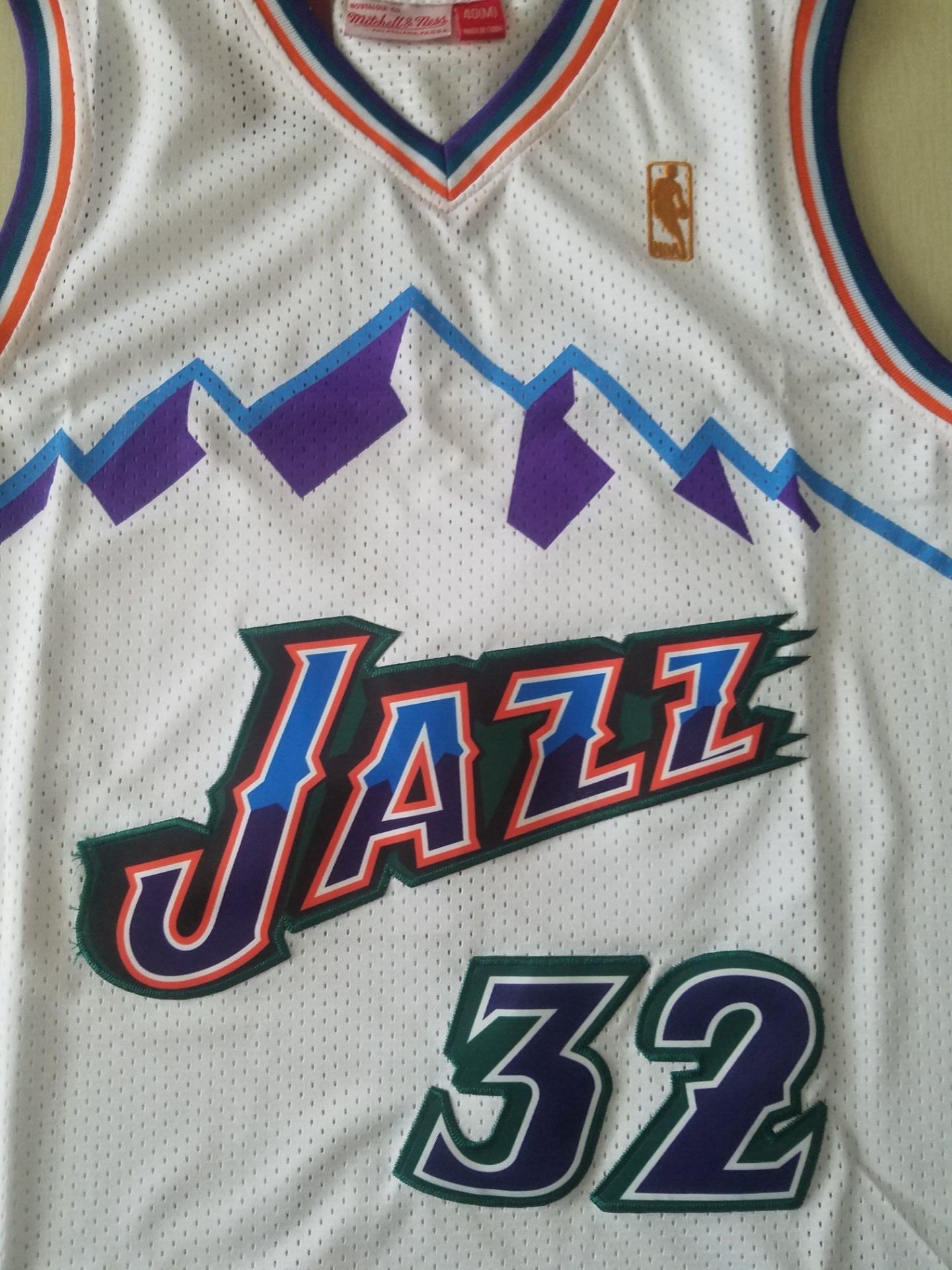 Men's Utah Jazz Karl Malone White 1996-97 Hardwood Classics Swingman Jersey