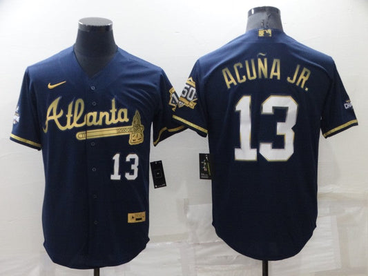 Men's Atlanta Braves Ronald Acuna Jr. #13 Navy Fashion Stitched Jersey