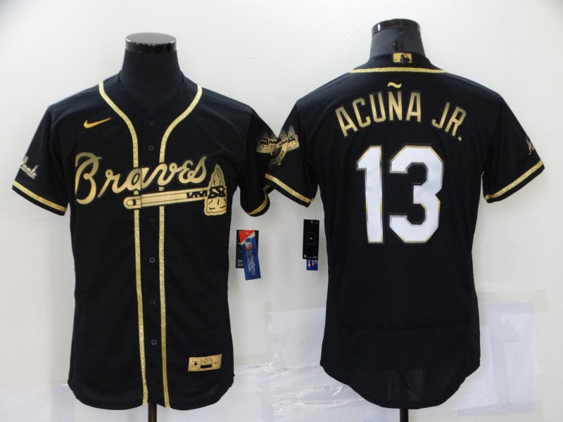 Men's Atlanta Braves Ronald Acuna Jr. #13 Black Stitched Player Jersey