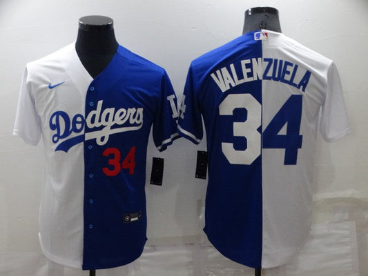 Men's Los Angeles Dodgers Fernando Valenzuela #34 White/Blue Replica Player Jersey