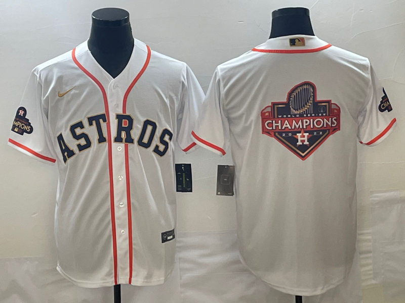 Men's Houston Astros White 2023 Gold Collection Replica Player Jersey