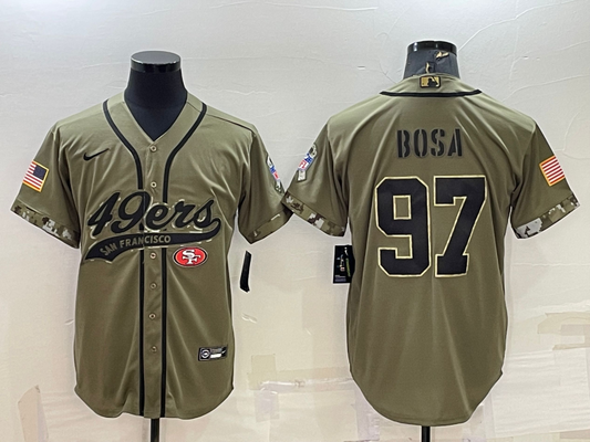 Men's San Francisco 49ers Nick Bosa #97 Olive 2022 Salute To Service Retired Player Limited Jersey Joint Edition