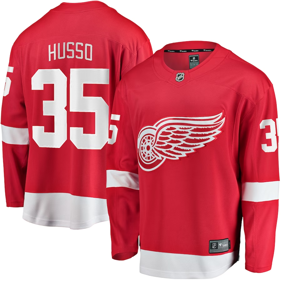 Men's Detroit Red Wings Ville Husso #35 Red Home Breakaway Player Jersey