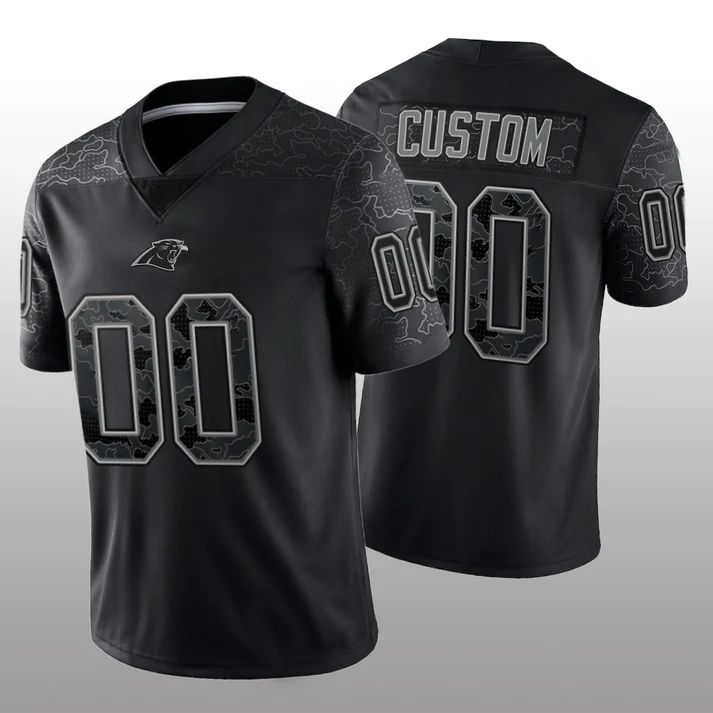 Custom Carolina Panthers Football Stitched Black RFLCTV Limited Jersey Stitched American Football Jerseys