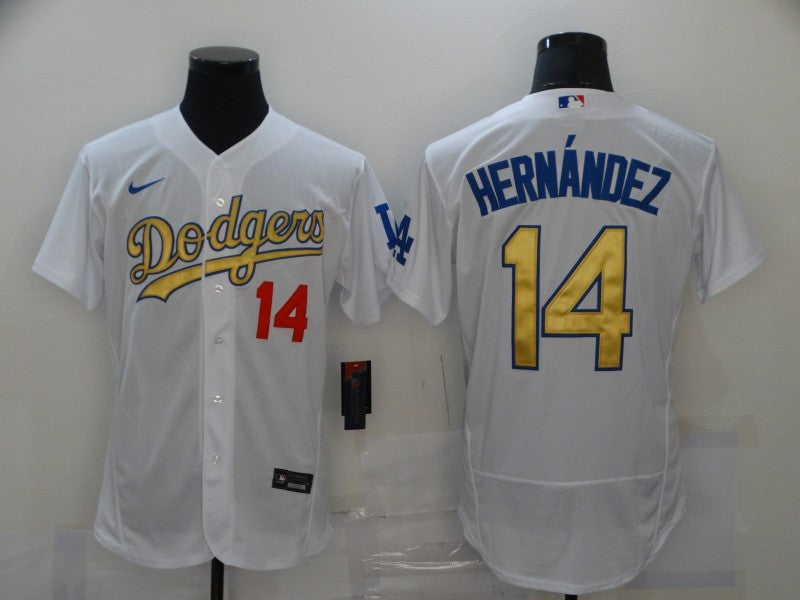 Men's Los Angeles Dodgers Enrique Hernandez #14 White Replica Player Jersey